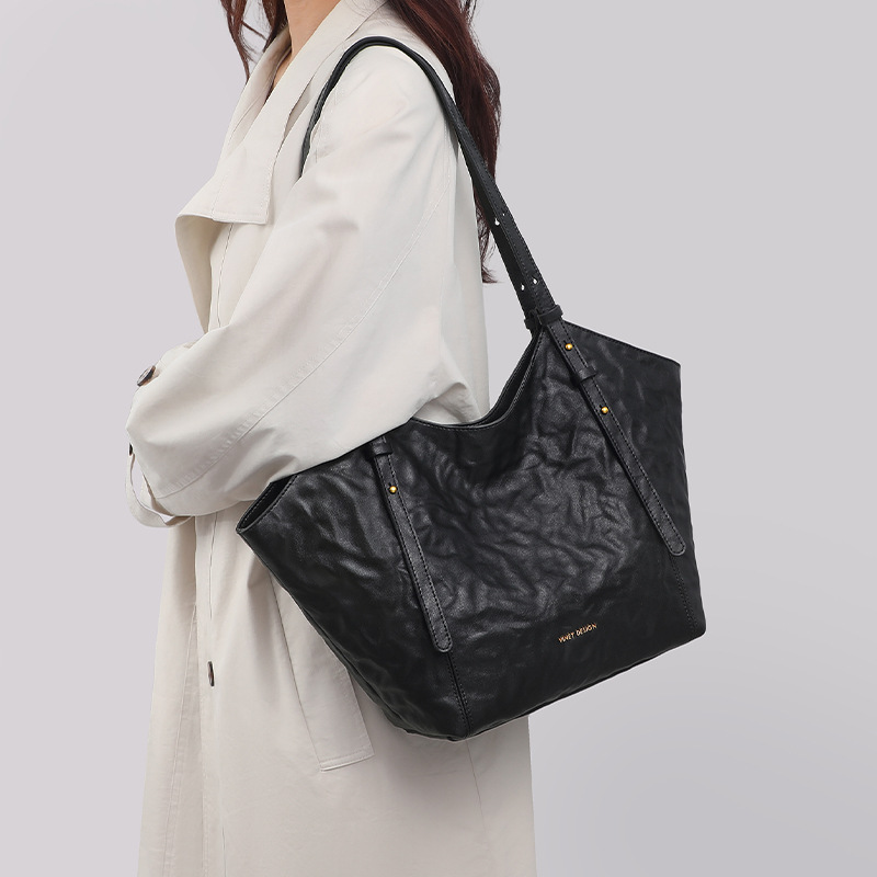 Túi tote da nữ đáy rộng dáng đeo nách — đen, Lời bài hát: Black (Public Version)