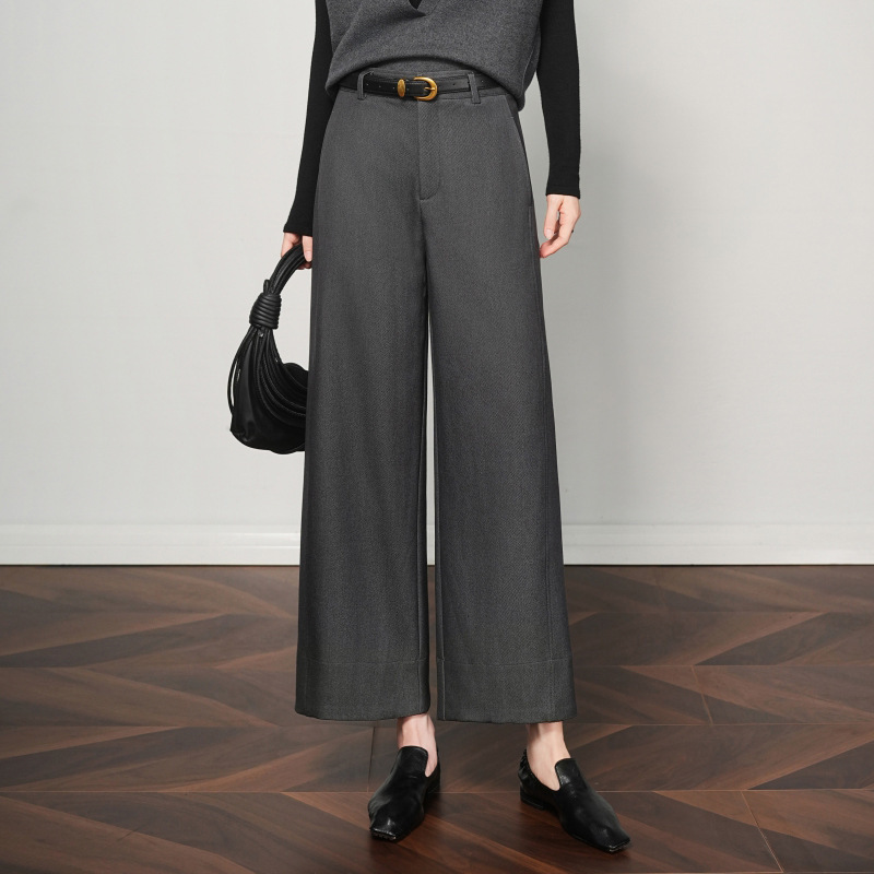Same style as the department store version: women's 9/10 length Tencel wool wide-leg pants, 2026 autumn/winter collection, high-waisted, slimming, straight-leg casual pants