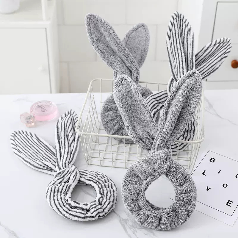 Orejas de conejo banda de cabello red rojo nuevo estilo coreano lavar la cara mujer banda de cabello máscara de maquillaje coral veludo banda personalizada