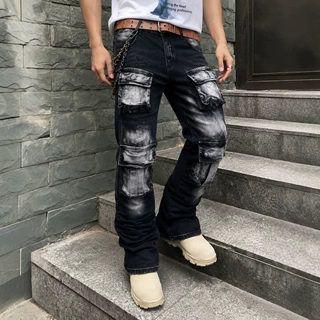 欧美跨境美式工装裤多口袋外贸亚马逊时尚速卖通显高百搭男士微喇
