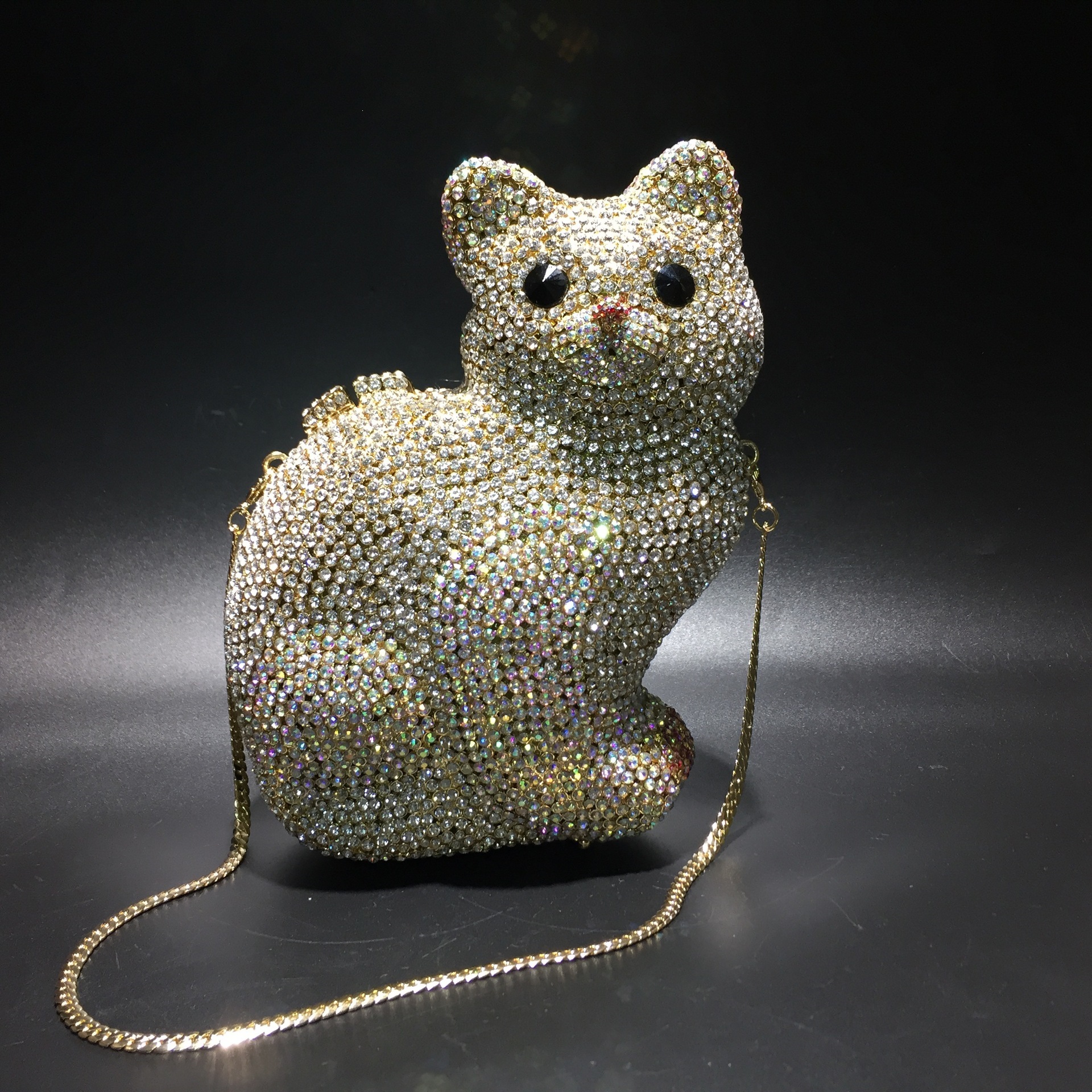 Gato pequeño bolso de diamante de cristal de metal de aire bolso de cena de diamantes hechos a mano bolso de mano de AliExpress