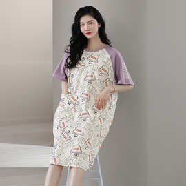 纯棉睡裙夏季短袖2023年新款学生外穿可爱家居服夏天薄款睡衣女