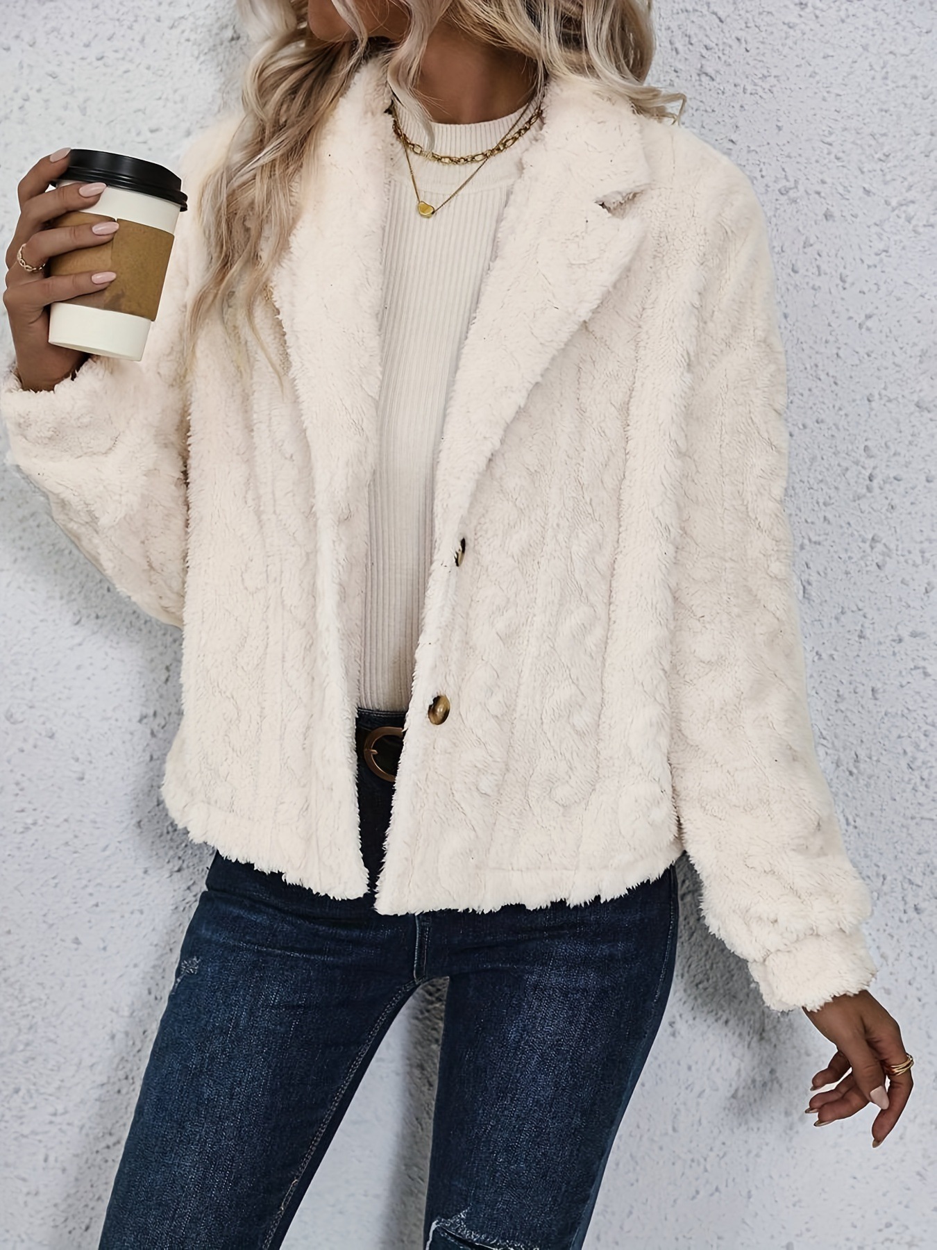 Women's Overcoat Double Sided Velvet Button Cardigan Jacket_voghion.com