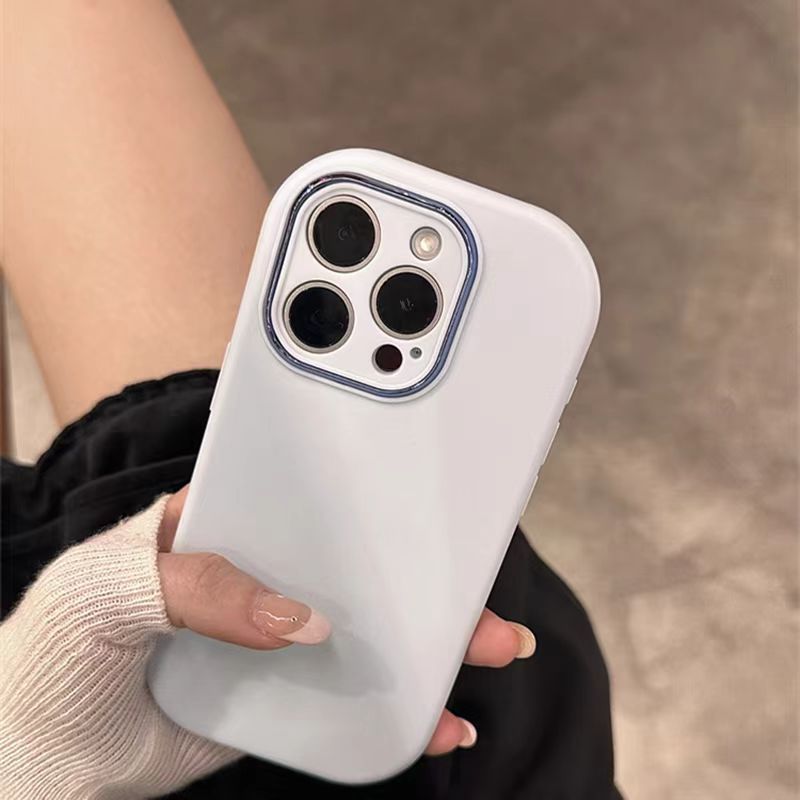 适用苹果16纯色手机壳iPhone14电镀镜头框13精孔12promax防摔软套|undefined