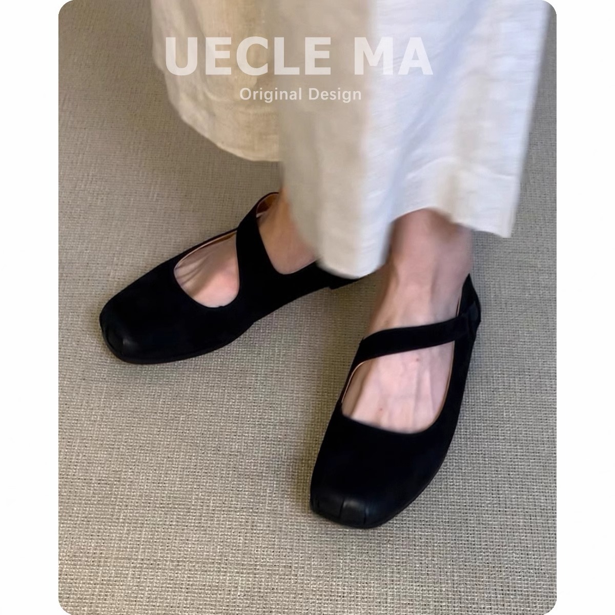 in stock Edition ~ 2025 New Soft Bottom Ballet Shoes Wearing Square Head Flat Bottom French Single Shoes Women's Retro Mary Jane Pig