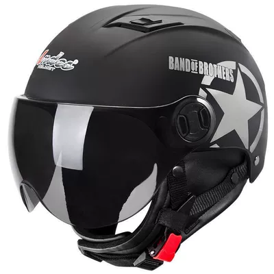 and women's semi-full helmet winter, Motosiklet kaskı (dəbilqə) - matt-black-star-four-seasons-model-one-size-fits-all