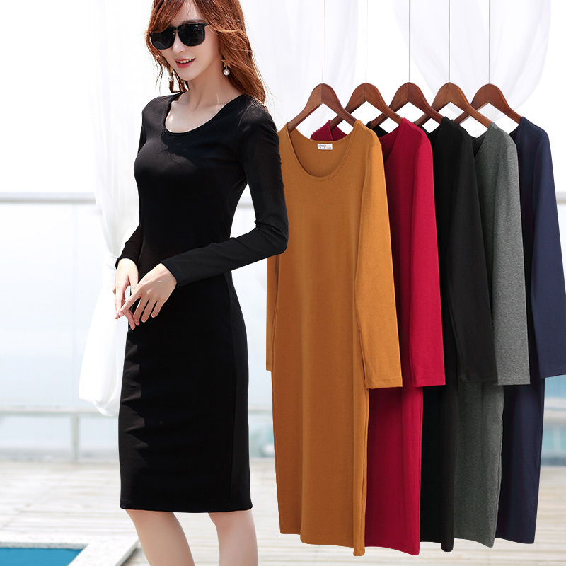 Black Long-sleeved dress Women's Autumn and Winter Inner Base Skirt Elegant Slim-fit Long Black Long-sleeved dress Women's Autumn and Winter Inner Base Skirt Elegant Slim-fit Long
