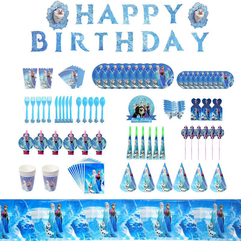 Frozen Frozen Elsa Princess Anna Birthday Party Tableware Paper Plate Paper Cup Tissue Decoration Party Supplies