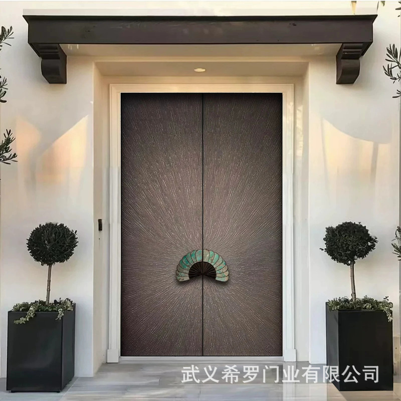 New Chinese-style entrance door, finely carved, explosion-proof cast aluminum door, all-aluminum system door, self-built house entrance door, villa double-leaf entrance door New Chinese-style entrance door, finely carved, explosion-proof cast aluminum door, all-aluminum system door, self-built house entrance door, villa double-leaf entrance door