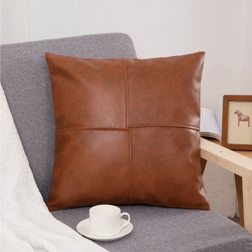 Wholesale Cross Folding Stitch PU Leather Pillow Light Luxury Cushion Sofa Retro Cushion Home Decoration Pillow Cover
