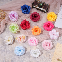 8cm玫瑰花头仿真花朵批发花墙插花手工花环头饰发饰配件花排假花