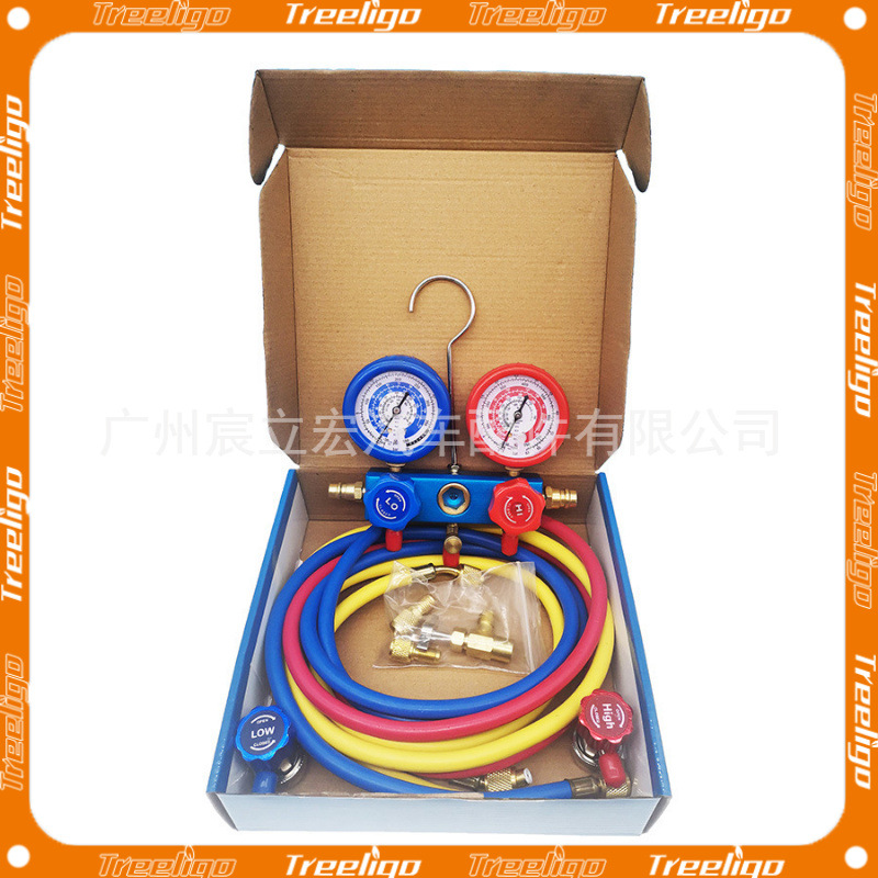 Juego de medidores de medios de refrigeración de aire acondicionado para automóviles R134A/R410A Juego de instrumentos de colector de CA Refrigeración Modelo de comercio electrónico transfronterizo