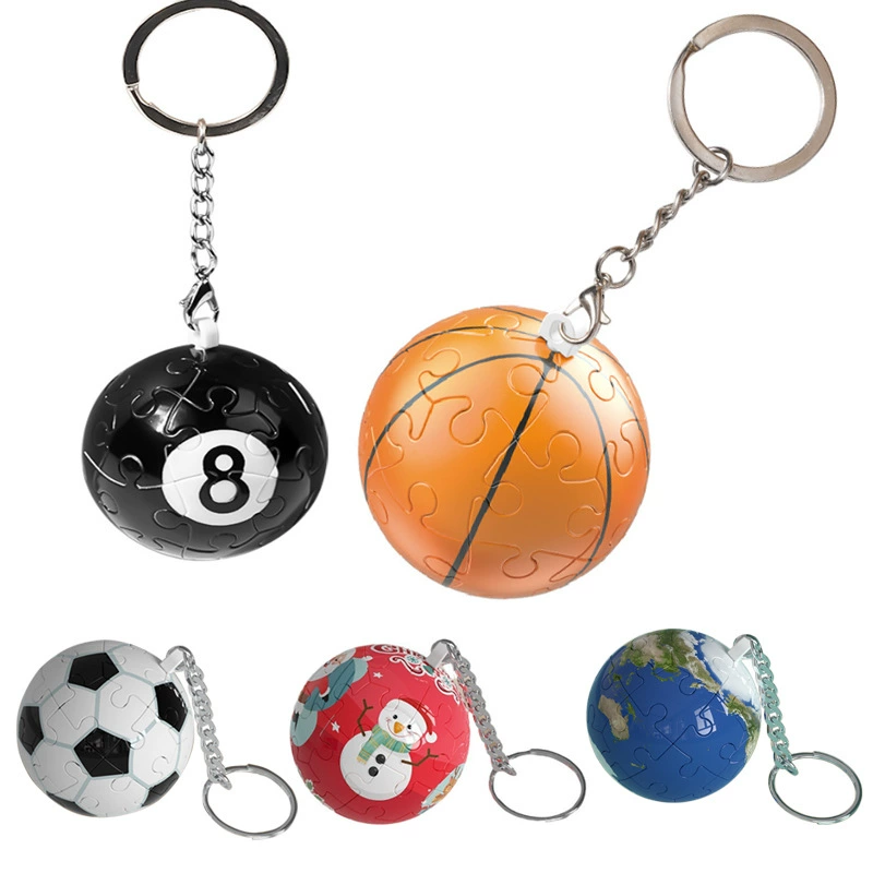 Творческий трансграничный рождественский 3D стерео сферическая головоломка строительный блок земли футбол баскетбол брелок цепочка подвеска