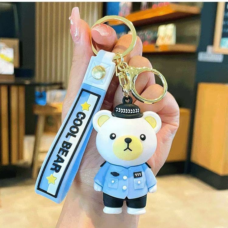 クリエイティブ漫画交通警察消防士クマキーホルダーかわいいスクールバッグ車のキー絶妙な小さなペンダントギフトドロップシッピング|undefined