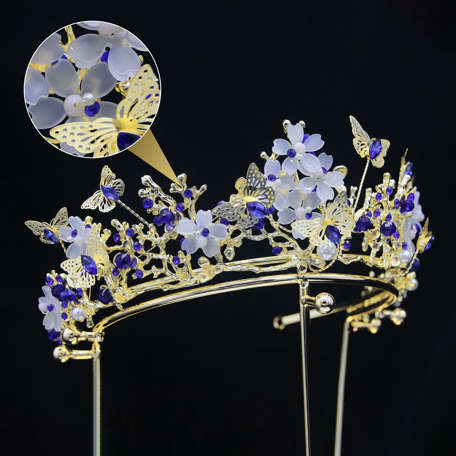 Bride Crown Vintage Style Handmade Hair Accessory For Weddings_voghion.com