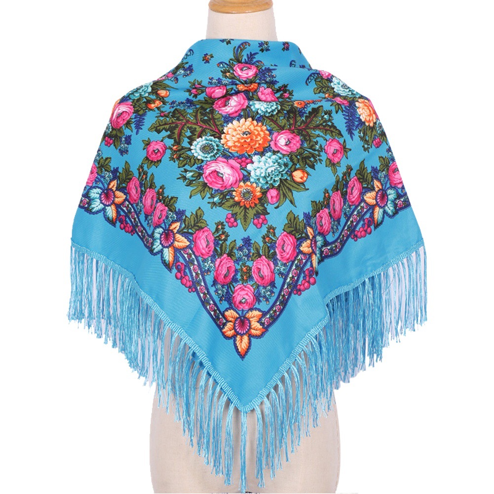 90X90 Ethnic Style Scarf for Women, Popular in Stock, Printed Square Scarf, Xinjiang Turban, Outer Shawl, Drop Shipping