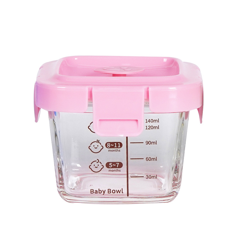 Caja de alimentos con alto contenido de boro para almacenar vidrio para bebés, tazón de alimentos para bebés al vapor, tazón de huevos al vapor, caja de alimentos de vidrio, frasco sellado