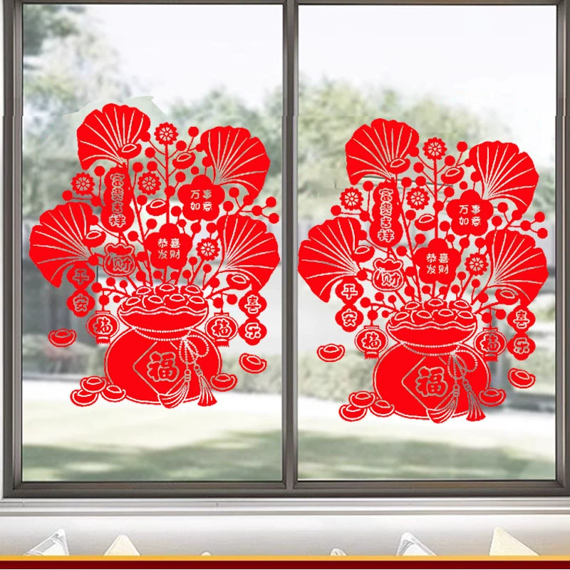 Оконное окно флокированная электростатическая наклейка Fu стеклянная наклейка