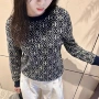 老花圆领基础百搭针织衫