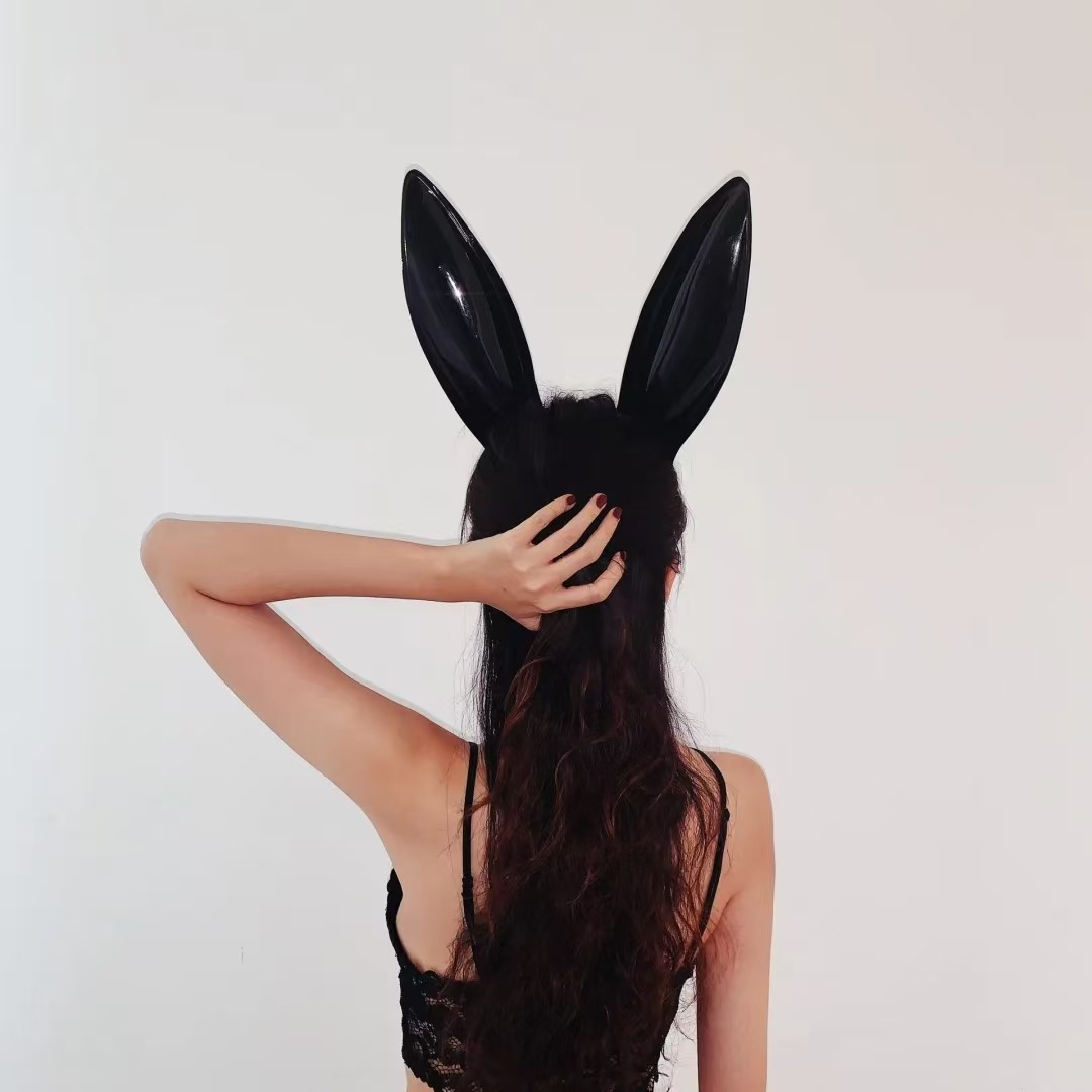 Halloween conejito negro máscara de PVC mitad cara máscara de amor adulto cosplay props