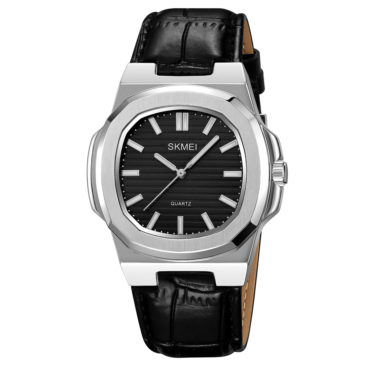 Momento de relojes de cuarzo para hombres impermeables nocrescentes correa de cuero relojes de negocios comercio exterior personalizado fábrica de fuente mayorista