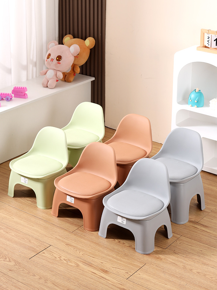 Children's plastic stool backrest chair kindergarten thickened small…