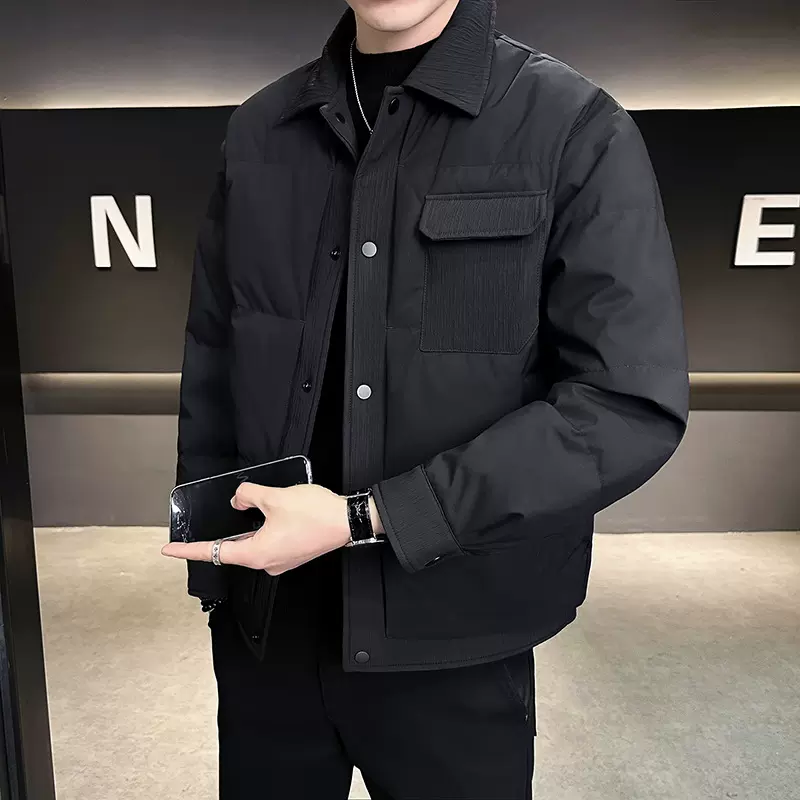 新款冬季轻薄羽绒服男2025冬季男士潮流翻领韩版鸭绒保暖男装外套