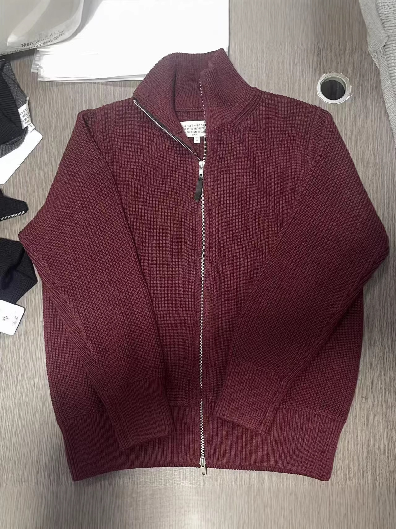 Majia High-End Version Half-High Collar Zip-Up Cardigan Sweater Coat in Majia Style, Unisex High-Weight Knitwear