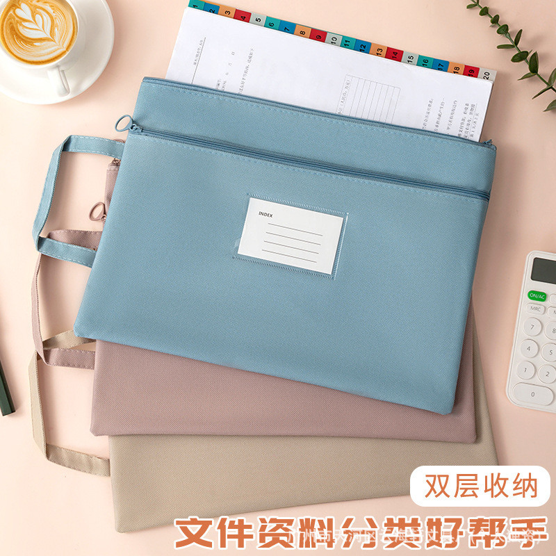 B4 Portable File Bag Waterproof Office File Bag Multifunctional Storage Bag Morandi Oxford Information Bag Printable B4 Portable File Bag Waterproof Office File Bag Multifunctional Storage Bag Morandi Oxford Information Bag Printable