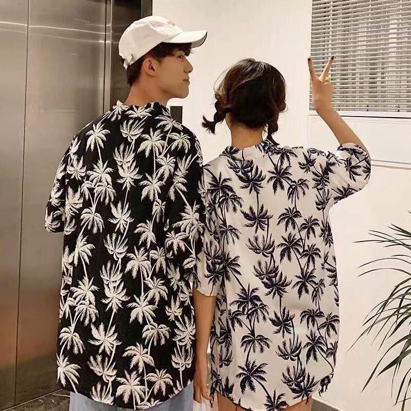 ins超人気花柄シャツレトロ香港風シック半袖ビーチバケーションハワイアンフラワーシャツカップル同じスタイル|undefined