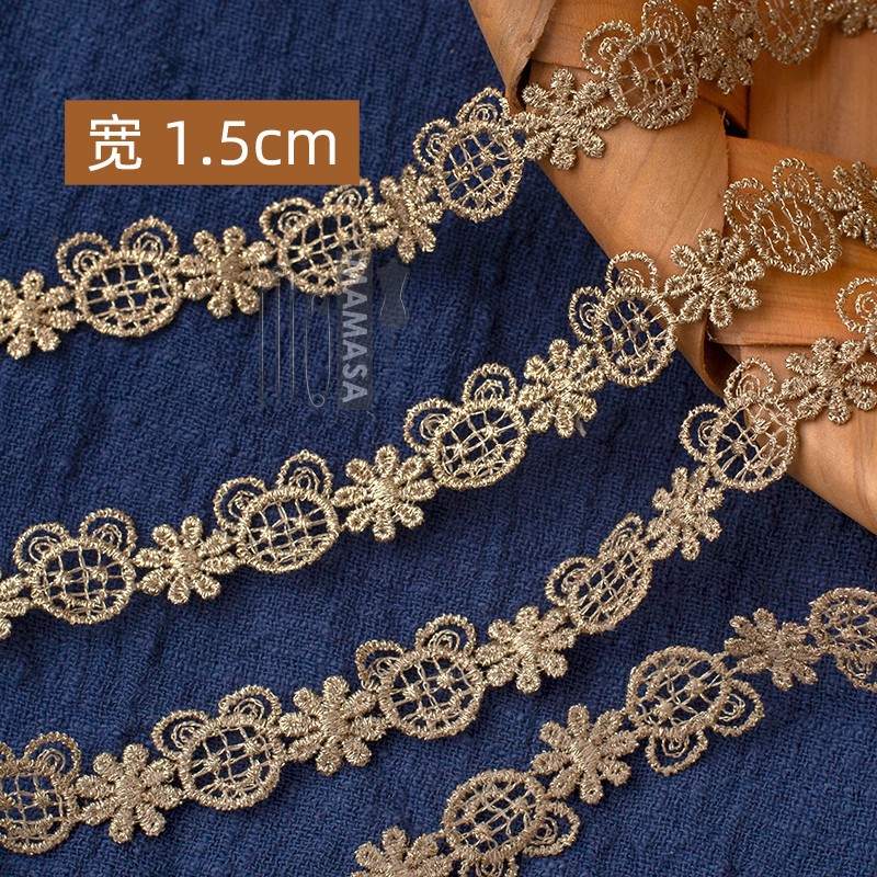 hilo de oro bordado soluble en agua rosa oro encaje encaje DIY ropa hecha a mano lolita accesorios fabricantes al por mayor