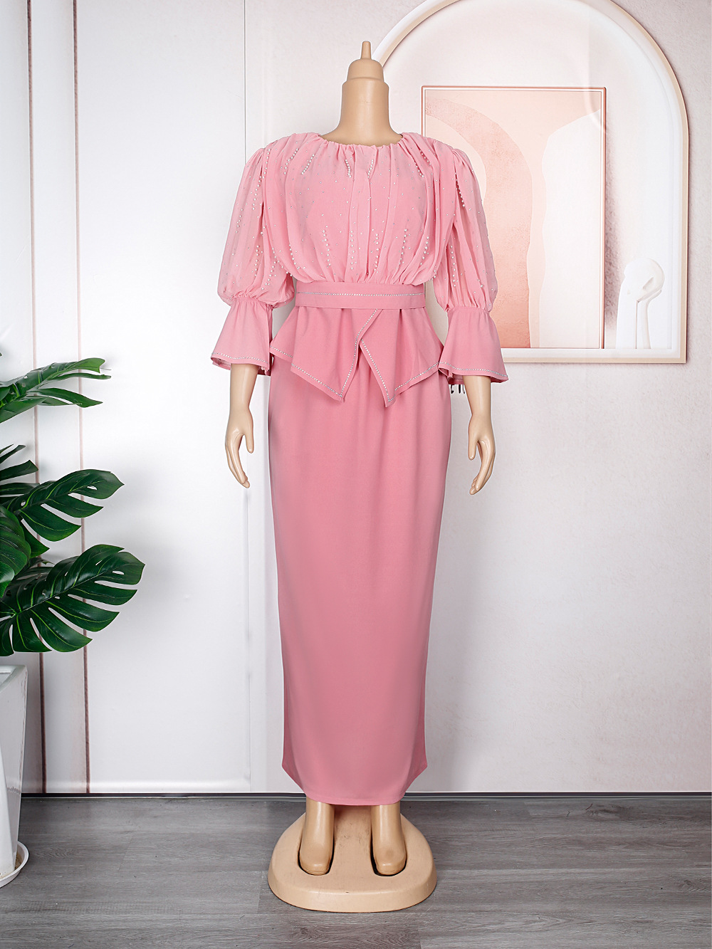 Women's Clothing commuting temperament dress women's clothing large size top + skirt two piece set_voghion.com