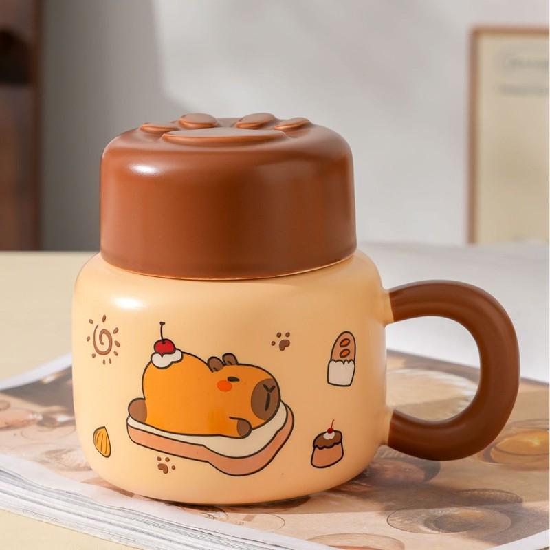 高颜值可爱陶瓷马克杯家用咖啡杯生日礼物杯子小狗吸管杯新款水杯|undefined