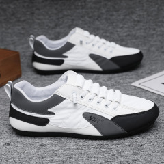 2024 Spring New Men's Leather Casual Shoes Soft Sole Versatile Bead Shoes Driving Shoes Running Sports Shoes Dropshipping