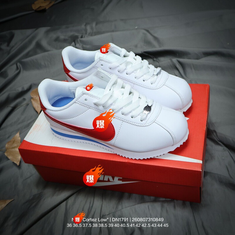 Cortez Low Men's and Women's Classic White, Blue, and Red Low-Top Casual Sports Running Shoes Cortez Low Men's and Women's Classic White, Blue, and Red Low-Top Casual Sports Running Shoes