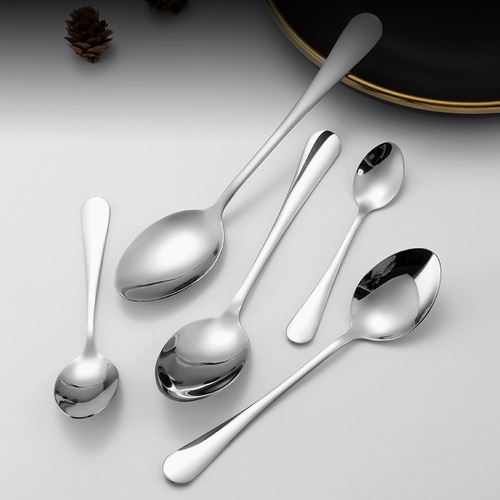 304 stainless steel tableware spoon household eating spoon high appearance long handle sharp spoon dessert coffee stirring spoon wholesale