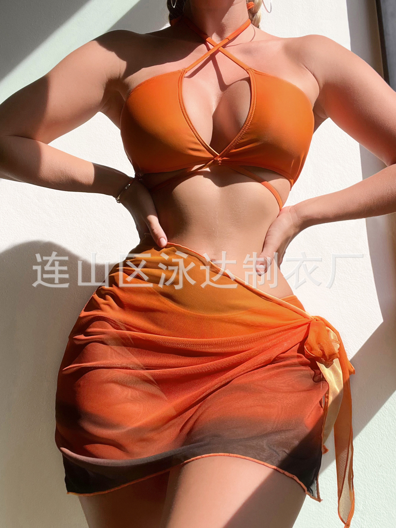 2023欧美新款泳装性感时尚露背女士比基尼三件套bikini