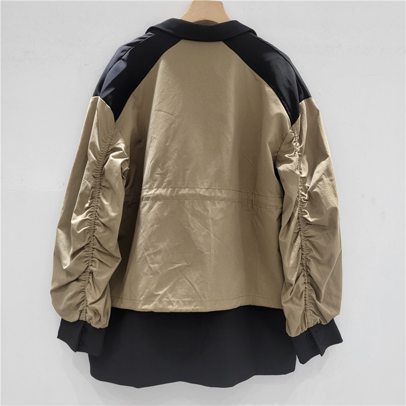 Saco Blazer con Diseño Combinado para Mujer de Poliéster Manga Larga
