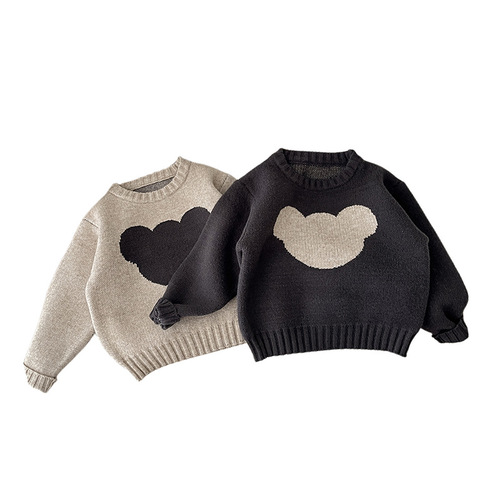 ins children's clothing, boys' sweatshirts, autumn and winter newborn clothes, cute bear knitted sweater jackets for boys and girls, trendy
