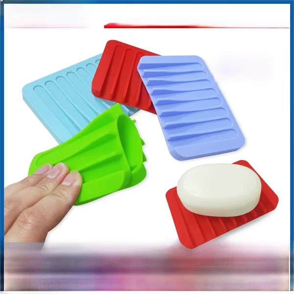 European and American Design Non-Slip Soap Holder, Draining Soap Box, Soft Silicone Soap Rack, Draining Rack, Creative Storage