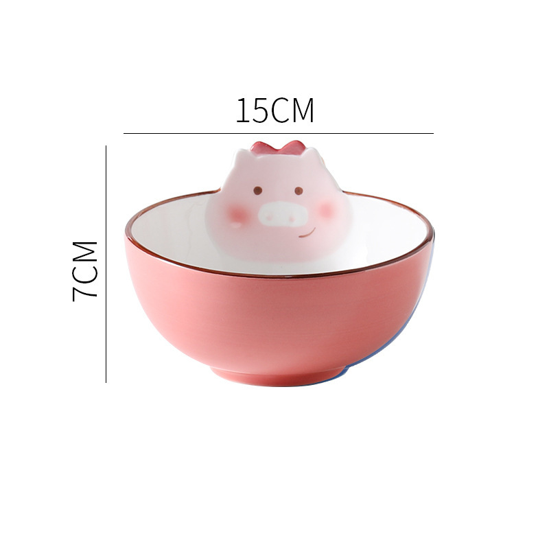 小荘園シリーズのかわいいアニメ陶磁器の碗の高い顔の値の泡の碗の家庭用の子供の食器の朝食の杯の釉薬の下で彩ります。|undefined