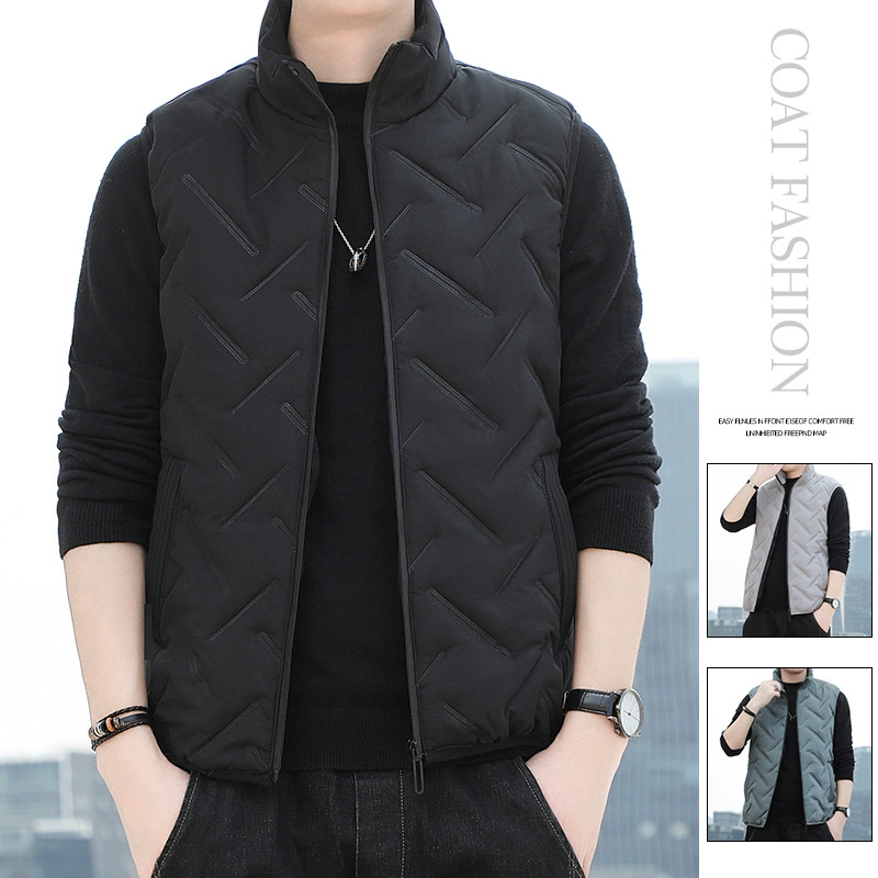 Повседневный жилет мужской осенний повседневный плечо корейская версия стройного тонного цвета спортивный воротник теплая куртка