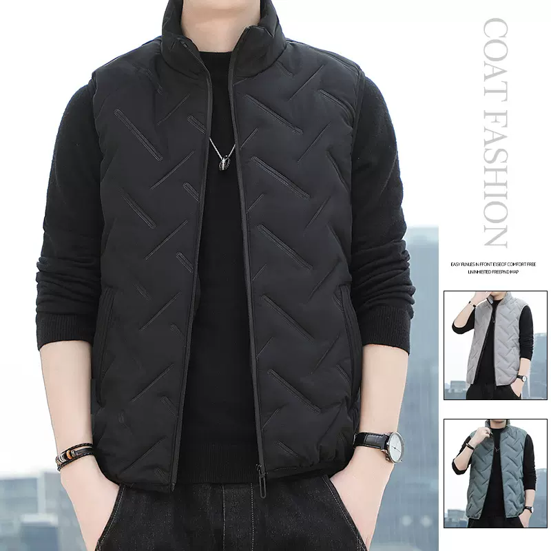 休闲马甲男士秋季休闲坎肩韩版修身纯色运动立领保暖背心外套潮流