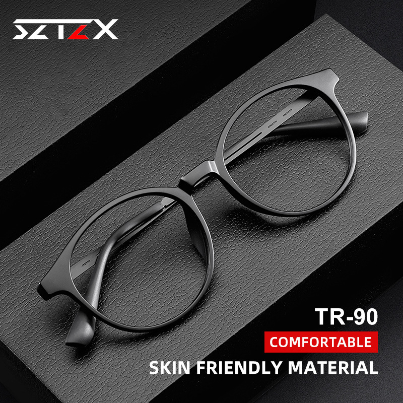Tr90 Casual Fashion Ultra-Light Rubber Titanium Frame Optical Frame Retro Round Frame Glasses Myopia Presbyopia Full Frame