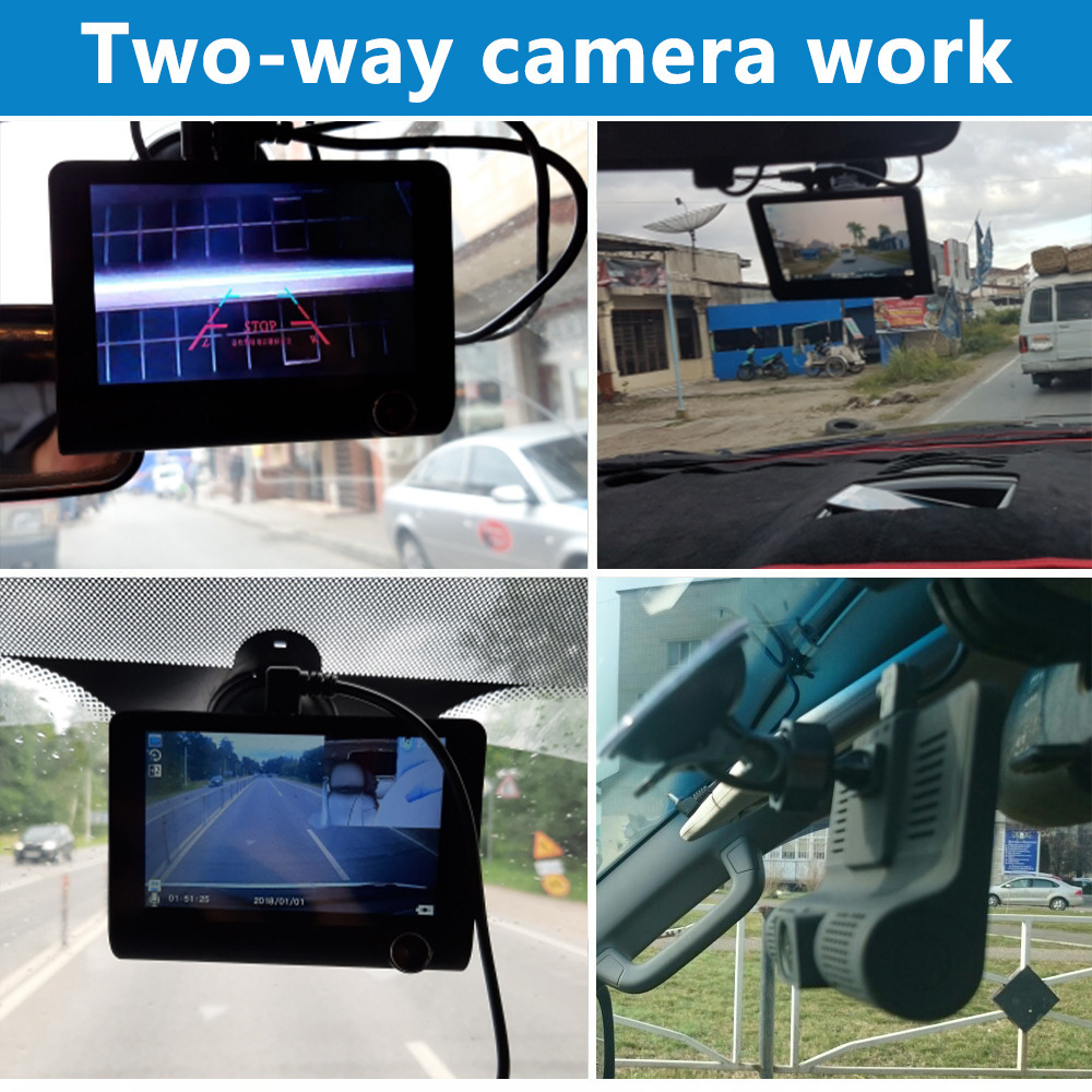 Car DVR 4inch Screen Dash Cam 3 Cameras Parking Monitor Car Video Recorder