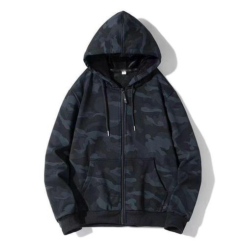 Men's Hooded Sweatshirt Outerwear Trendy New Large Size Camouflage Sweatshirt Plain Color Casual Versatile Jacket