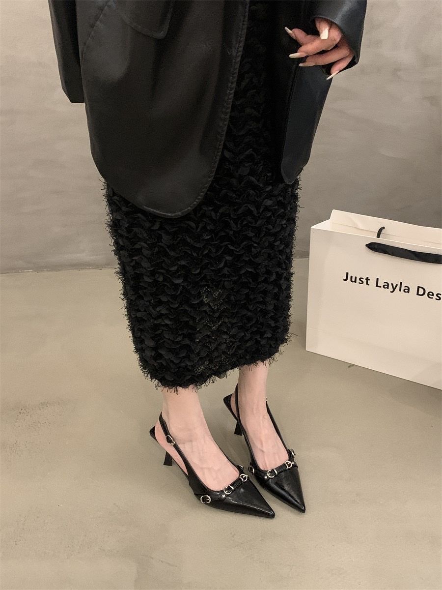 Design Sense Silver Pointed Toe High Heel Sandals For Women Summer New Elegant Socialite Versatile_vogvips.com