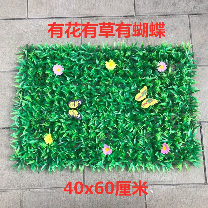 Césped artificial césped grande con cinturón de flores mariposa artificial césped plástico artificial flores falsas y plantas ventana balcón decoración hierba falsa