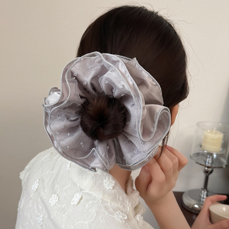 韓国の優しいレースのプリーツ4層大腸ヘアバンド、女性用、高級ヘアゴムバンド、ヘッドバンド、フラワーヘアバンド|undefined