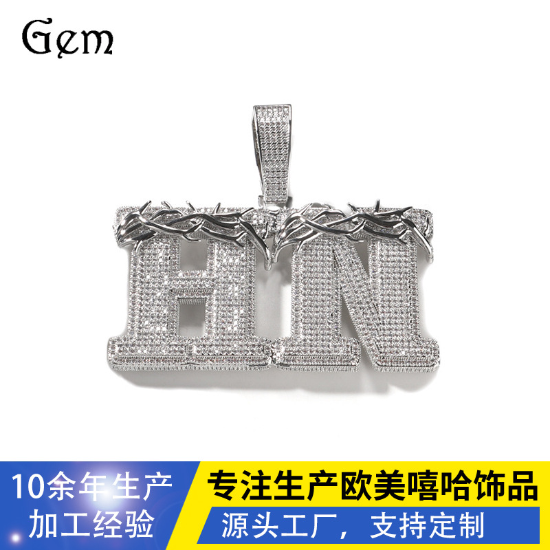 exclusive pendant with letters hip-hop style